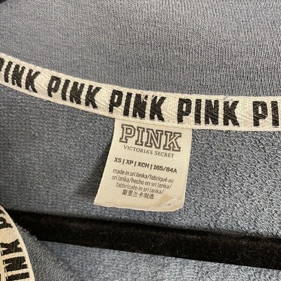 PINK Victoria’s Secret blue/gray pullover sweater, size XS, shoulder logos - Picture 3 of 8